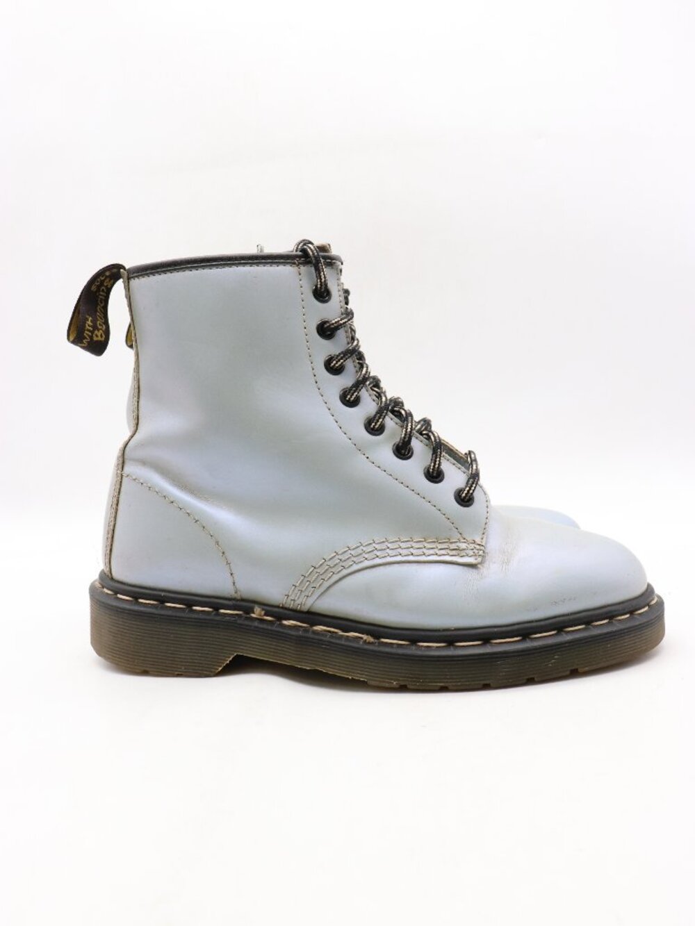Doc Dr. Martens 1460 8 Eye Women's UK 6 US 8 Silver Leather Boots Made England